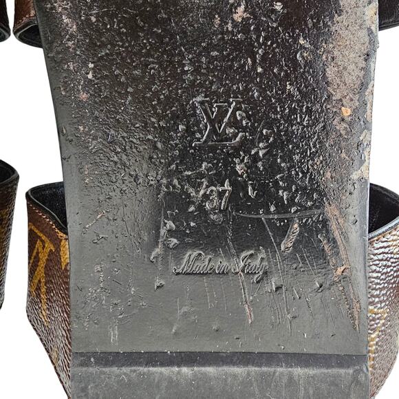 Louis Vuitton Bom Dia Slide Flat Sandal Size 37 US 7 LV Monogram Canvas Brown - Picture 12 of 15